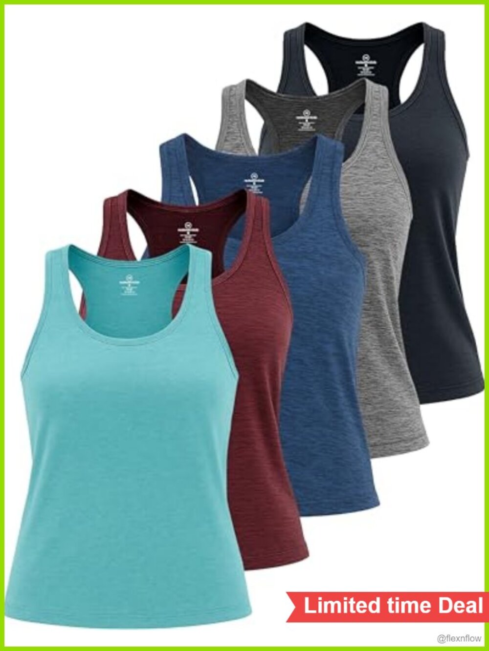 5 Pack Women's Sleeveless Dry Fit Tank Tops Athletic Workout Yoga Racerback